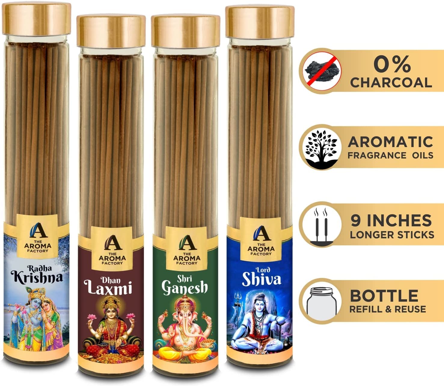 The Aroma Factory Organic Incense Sticks Natural Aromatic Fragrances, Multicolour, 400 g - Image 2