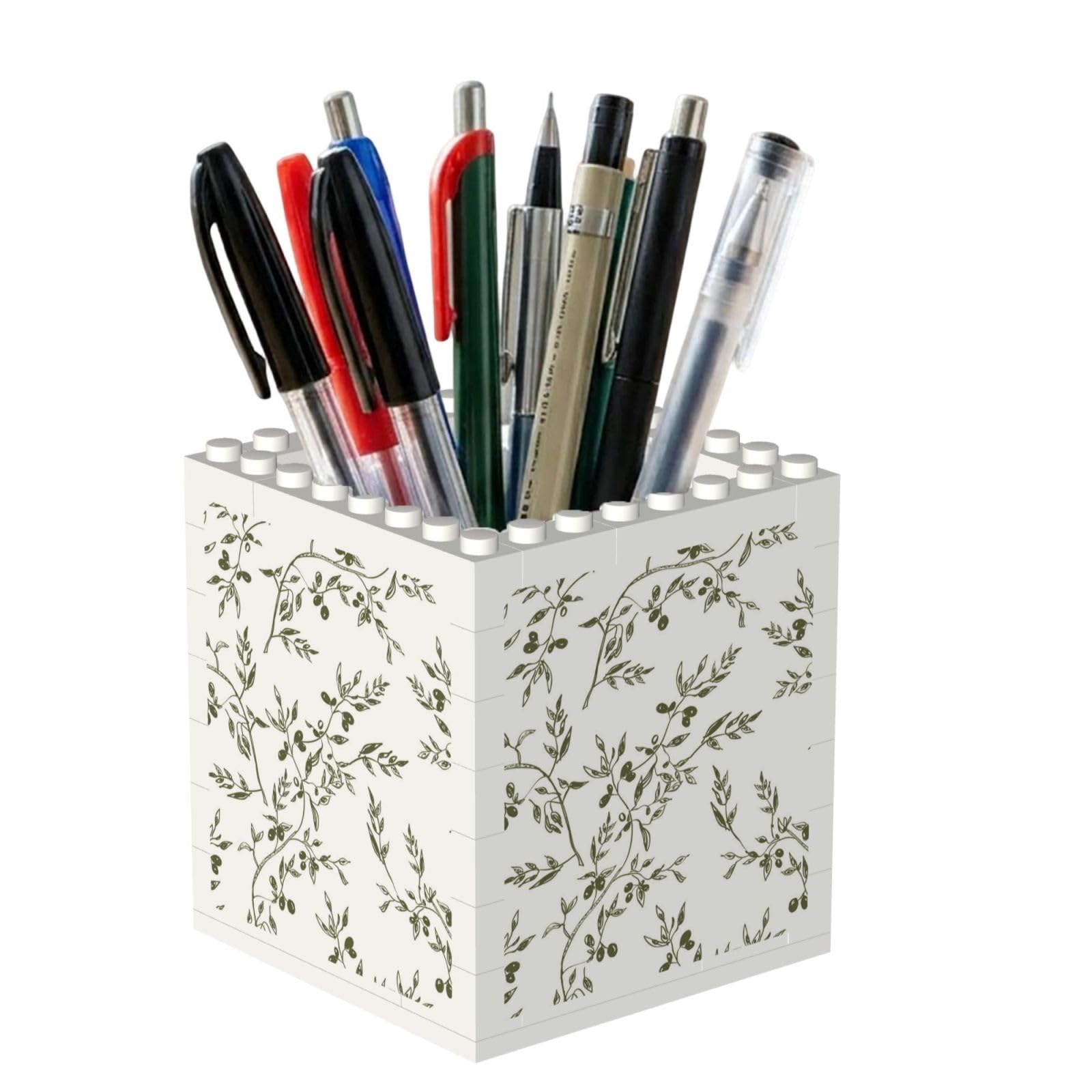Poadnly Olive Branch Hand Drawn Food And Drink, Pen Pot Pencil Holder for Office Home School, Compact Desk Organiser for Office Stationery