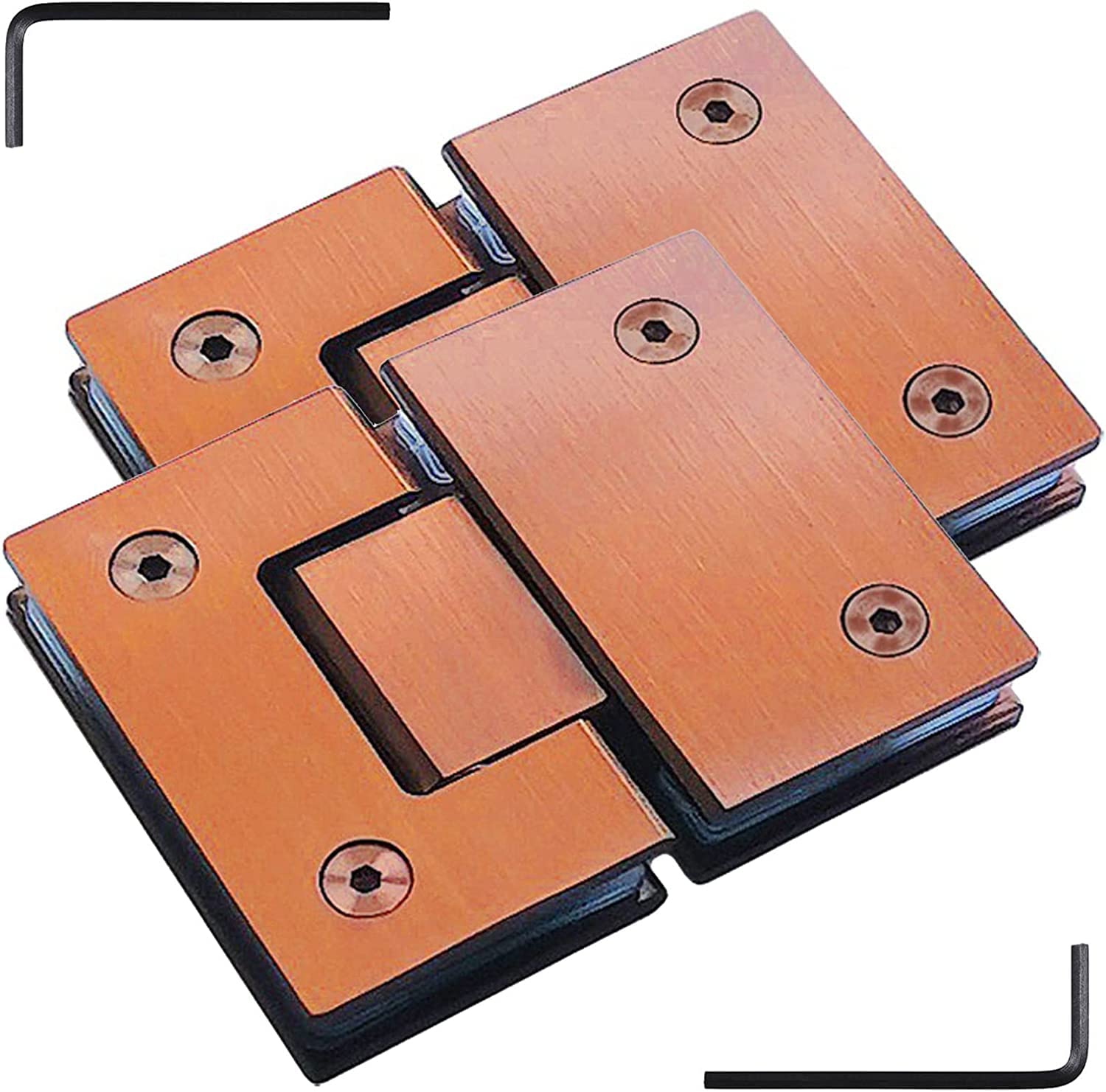 Dimeiyan One Color 2 Pieces Of 201 Stainless Steel Glass Door Hinge, Rose Gold Brushed 180 ° Two-Way Bathroom Clip, 8-12Mm Frameless Shower