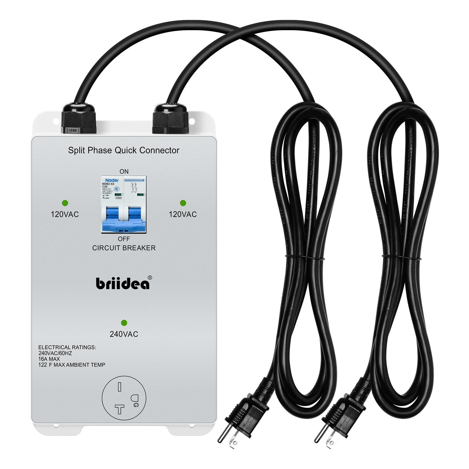 Photo 1 of 110V to 220V Quick Connector, Briidea DIY 220-240V Power Adapter Combining Two 110/120V AC Circuits, 220V 15A Output Outlet for EV Charging, Includes GFCI Outlet Tester
