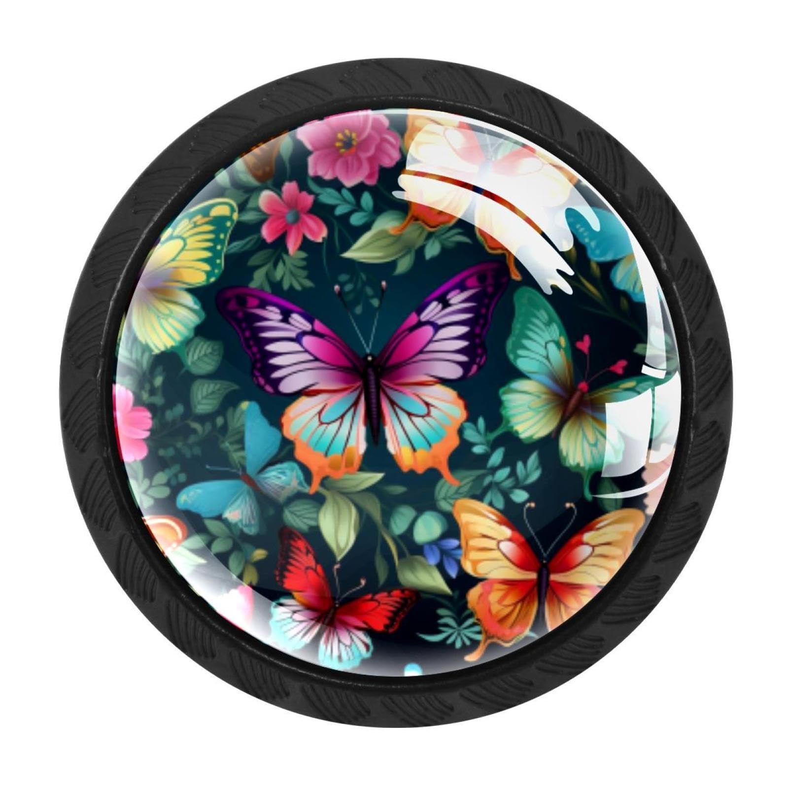 CHENZZZZ Colorful Butterfly Colorful Drawer Pulls 4 Pcs Handle Glass Door Cabinet Knobs Home Office Kitchen Wardrobe Cupboard Hardware for Dresser Drawers