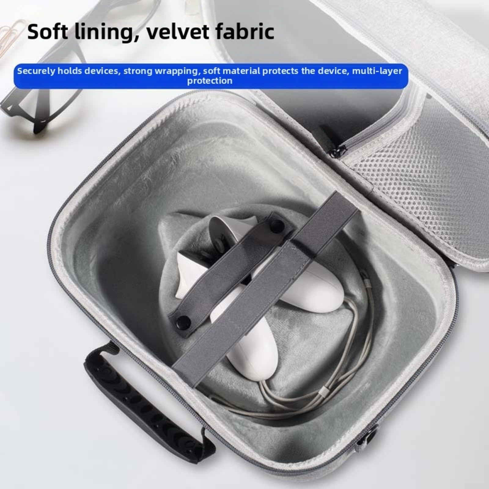 Custodia rigida per Meta 3S, borsa antiurto in EVA con scomparto per accessori per protezione da viaggio, nero grigio (nero)