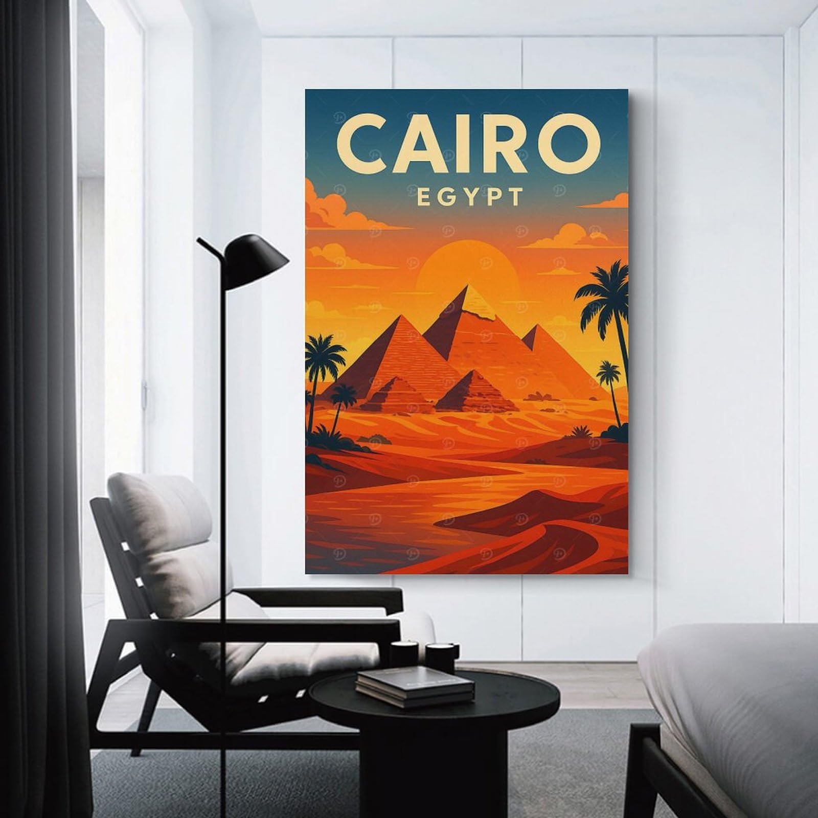 Junmoney Wall Picture Print Cairo Egypt Pyramids Travel, 08x12inch(20x30cm), for Wall Displays, Bedrooms Or Room Updates, Wall Decor Suited to Curated Displays