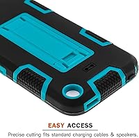 Vista 3 de LUCKYCAT Funda para iPod Touch 7ª/6ª/5ª generación, funda con función atril para iPod Touch, antiarañazos, antihuellas, resistente, a prueba de Azul