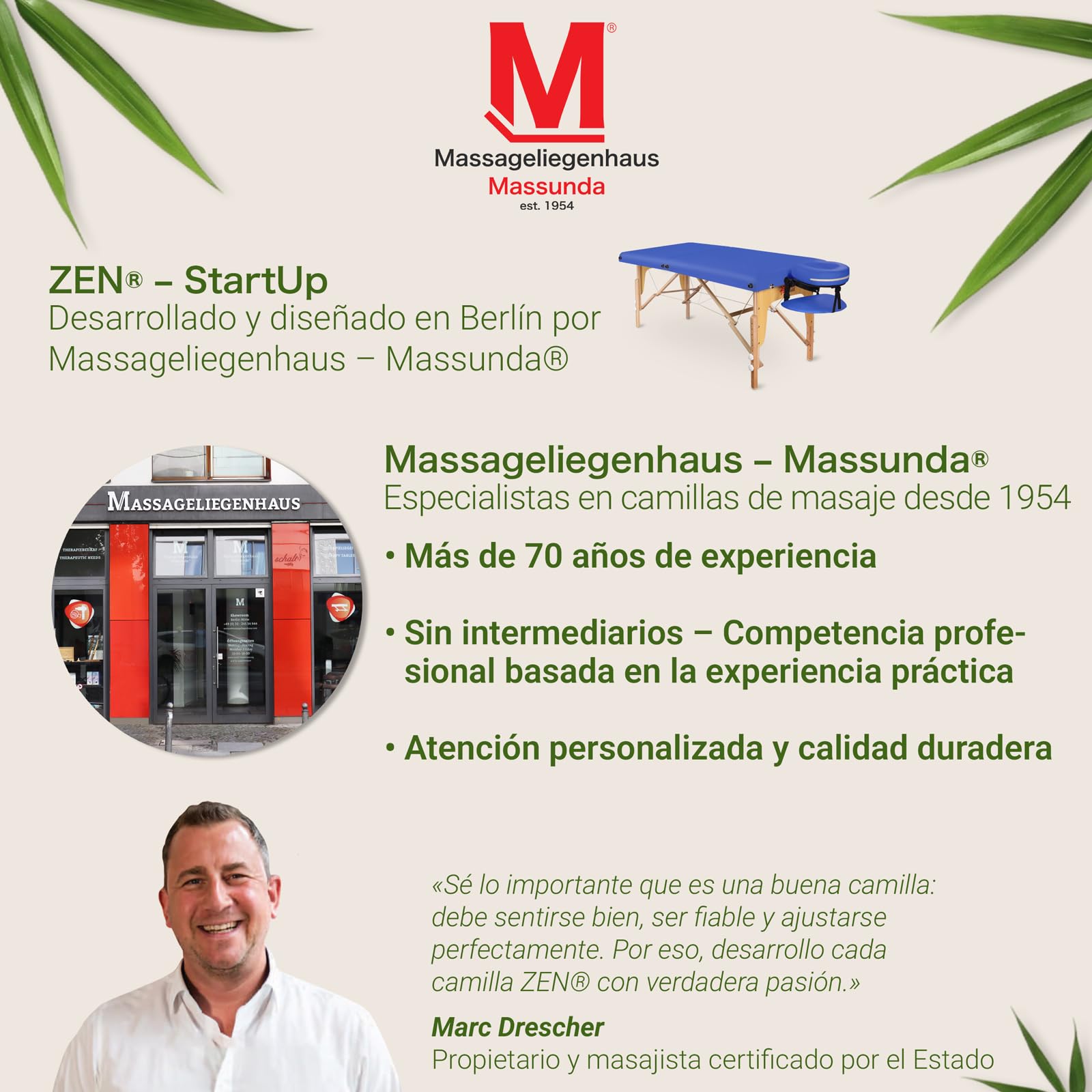 Zen – Camilla Masaje Plegable Mobile Startup de Altura Regulable - Camilla estetica sólida de Madera Maciza - Camilla Plegable con cabecera Regulable, reposabrazos y Bolsa de Transporte Azul Real