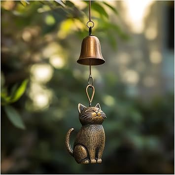 Cat Wind Chime 2025 New Unique Cat Garden Decor Outdoor Cat Statue Themed Gifts Wind Chimes for Cat Lovers Women Hanging Memorial Ornaments Windchimes Bell Outside Yard Home Porch Decorations A1