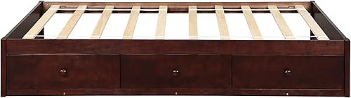 Miniatura 4 de SOFTSEA Cama de almacenamiento de tamaño individual con cajones de almacenamiento, no necesita somier (cereza) Cereza,Blanco,Gris (Antique