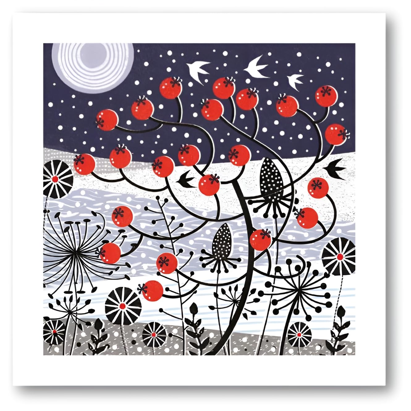 Museums & Galleries Charity Christmas Cards Pack of 8 - Snowy Berries Design - Festive Christmas Cards Multipack - In Aid of UK Charities