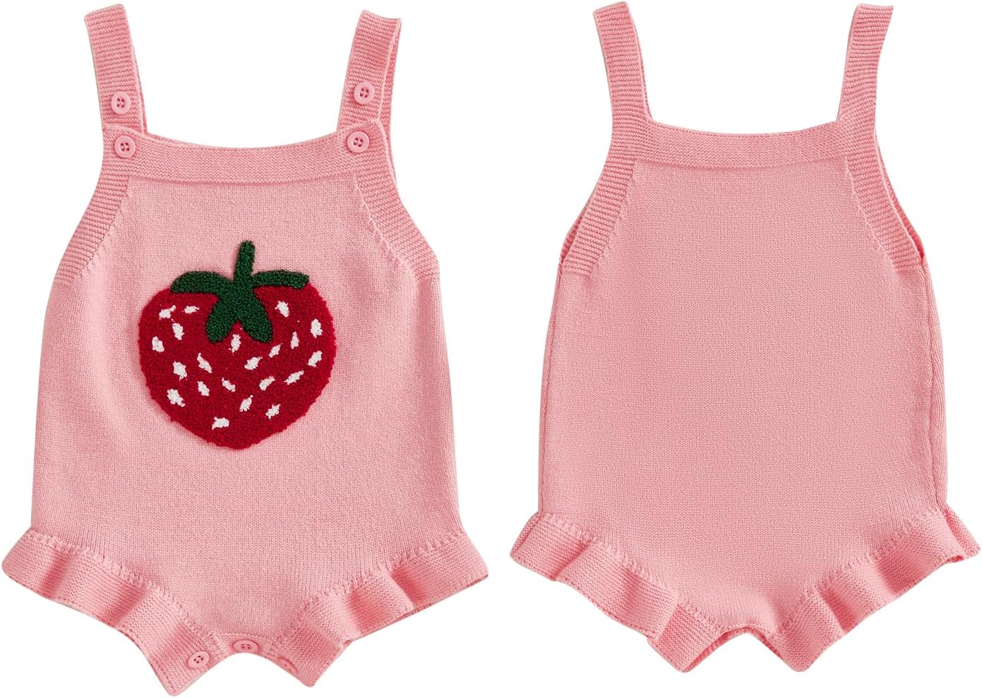 Baby Girl Knit Romper Summer Sleeveless Strawberry Crochet Bodysuit One Piece Jumpsuit Infant Newborn Girls Overalls Outfit - Image 8