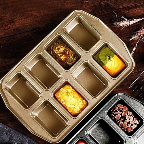 Miniatura 4 de Antiadherente Mini Pan Pan Pastel Pan Bandeja Hornear Acero al Carbono Utensilios para hornear 8 cavidades (dorado)