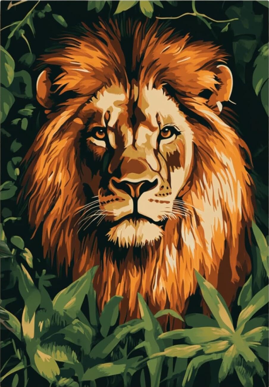 AxiangziK DIY Stamped Cross Stitch Kit Cartoon Lion 11CT 40x50cm