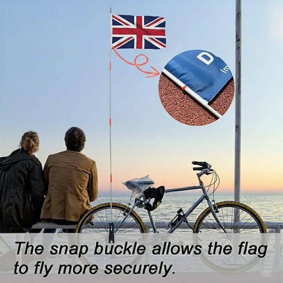 National Bicycle Flags with Pole Countries Bike Safety Flag Replacement Pennant Strip for Outdoor Cycling Riding (United Kingdom)