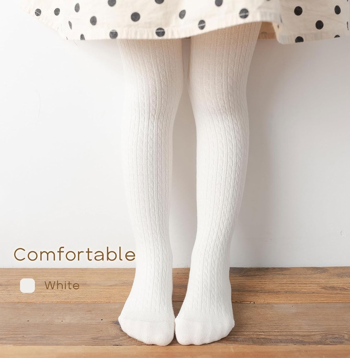 CHUNG Toddler Little Girls Cotton Tights Footed Thick Winter Cable Knit Legging Pantyhose Stocking - Image 2