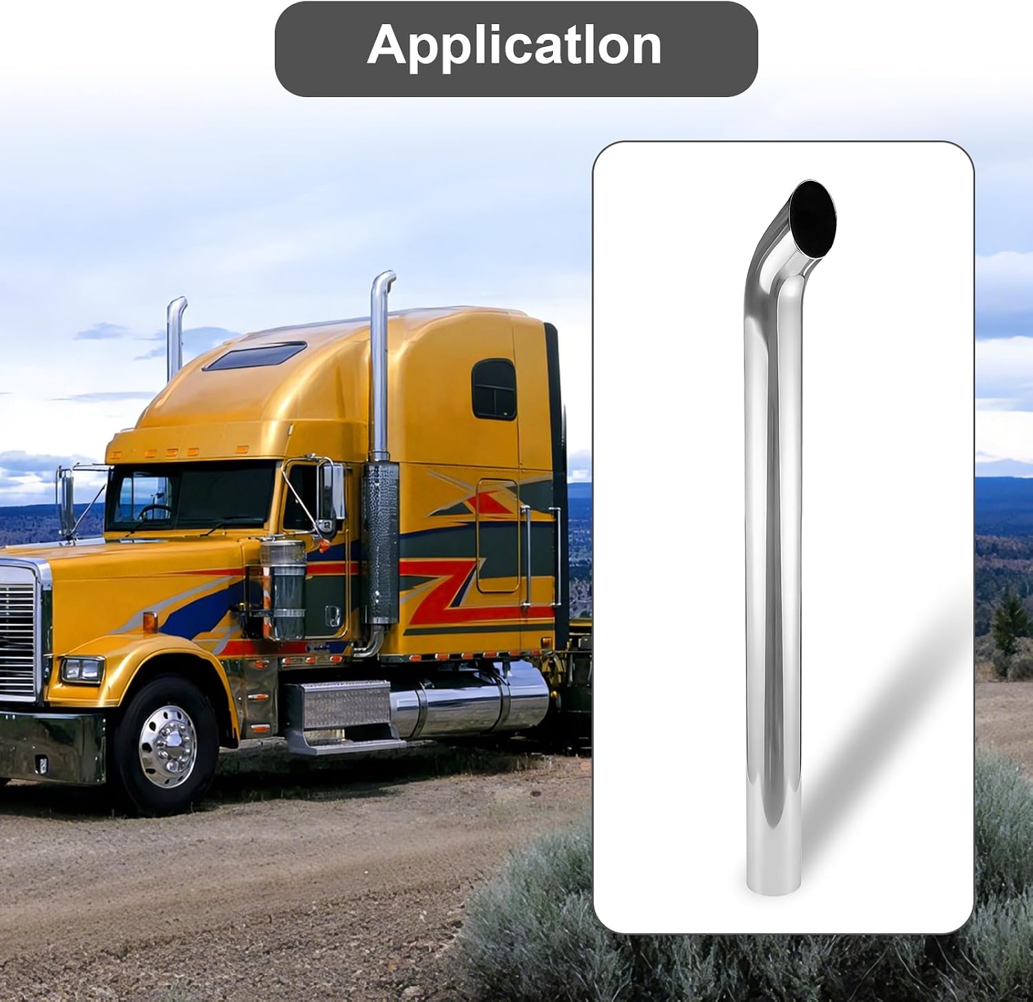Exhaust Stack Pipe Curved Truck Pipe Heavy-Duty Steel Chrome, 5" OD x 60" Long Exhaust Pipe Truck Pipe