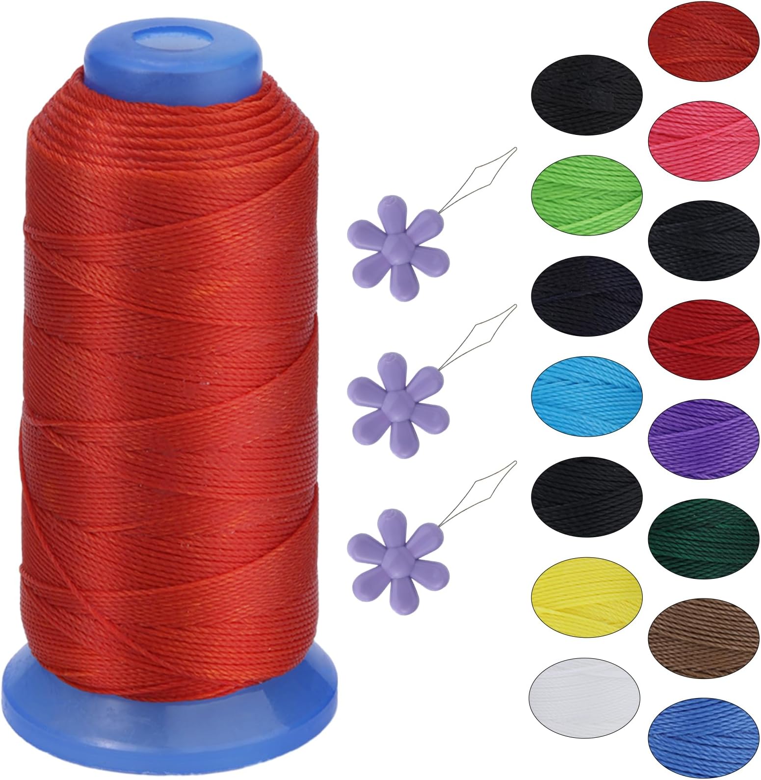 PnyttyPnytty 0.8mm Leather Sewing Waxed Thread, 1200D 437 Yard Leather Upholstery Sewing Waxed Thread for DIY Bracelets Necklaces Jewelry Making, Bookbinding, Leather Project Repairing -Orange