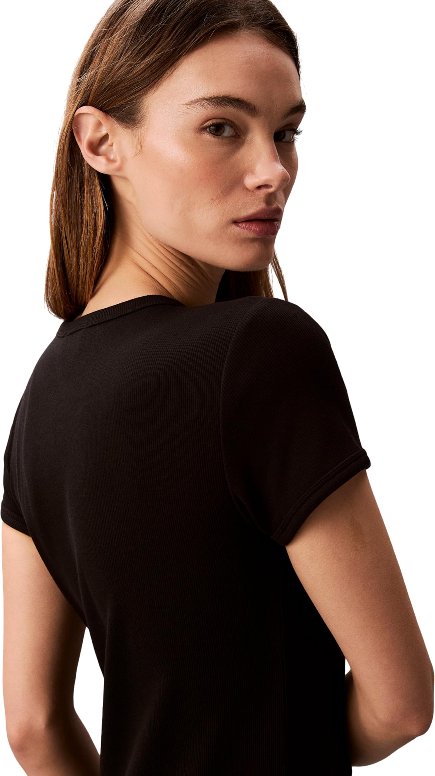 Calvin Klein SS Monologo Baby Rib Mini Dress Lv047f241g Vestidos Mujer