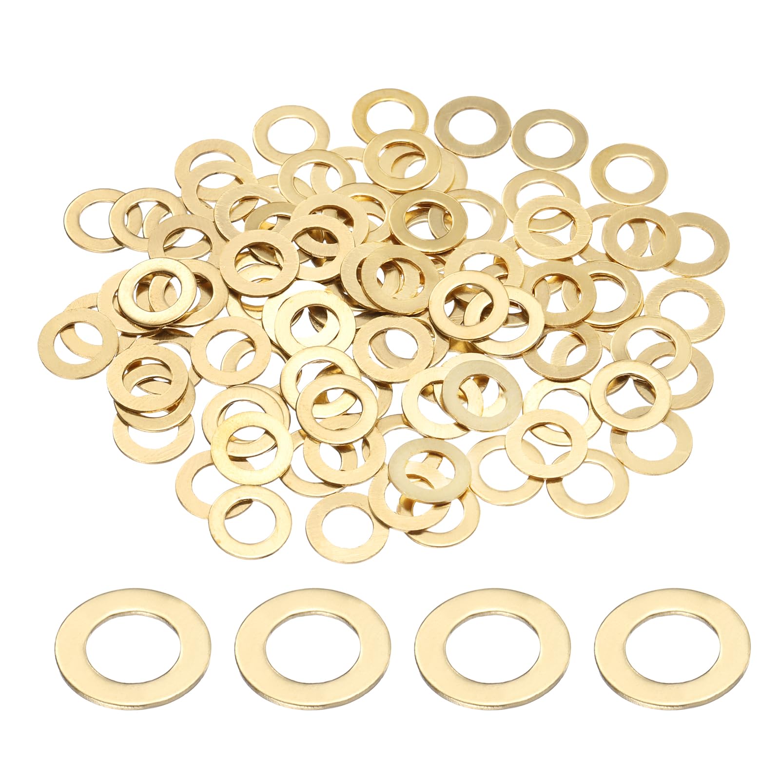sourcing map 100Pcs M5 Brass Flat Washer, 9mm OD x 5mm ID x 0.8mm Thickness Metal Sealing Washers, Metric Sealing Ring Gasket for Screws Bolts Nuts