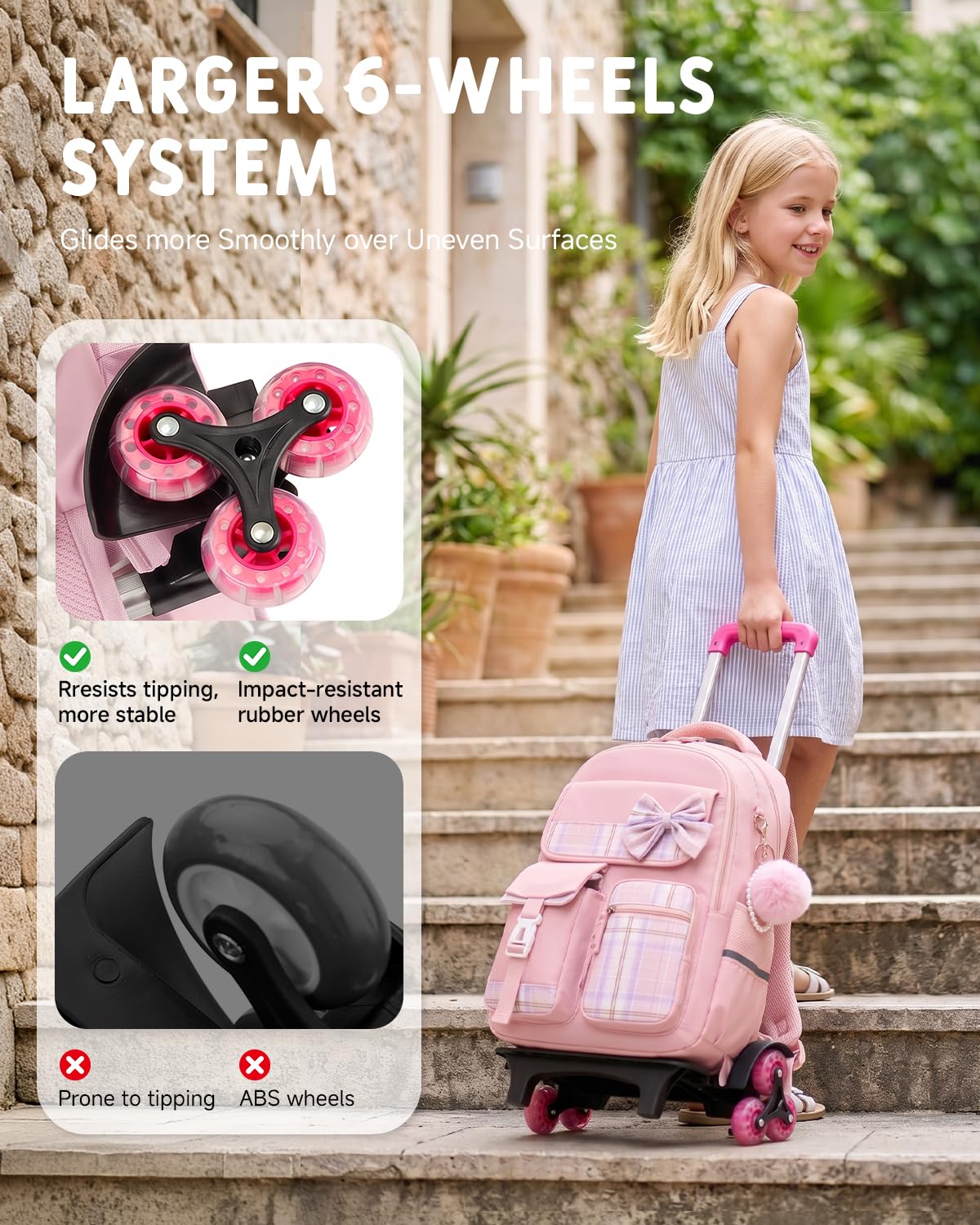 Tanou Cartable a Roulette Fille pour École Primaire et College, 24L