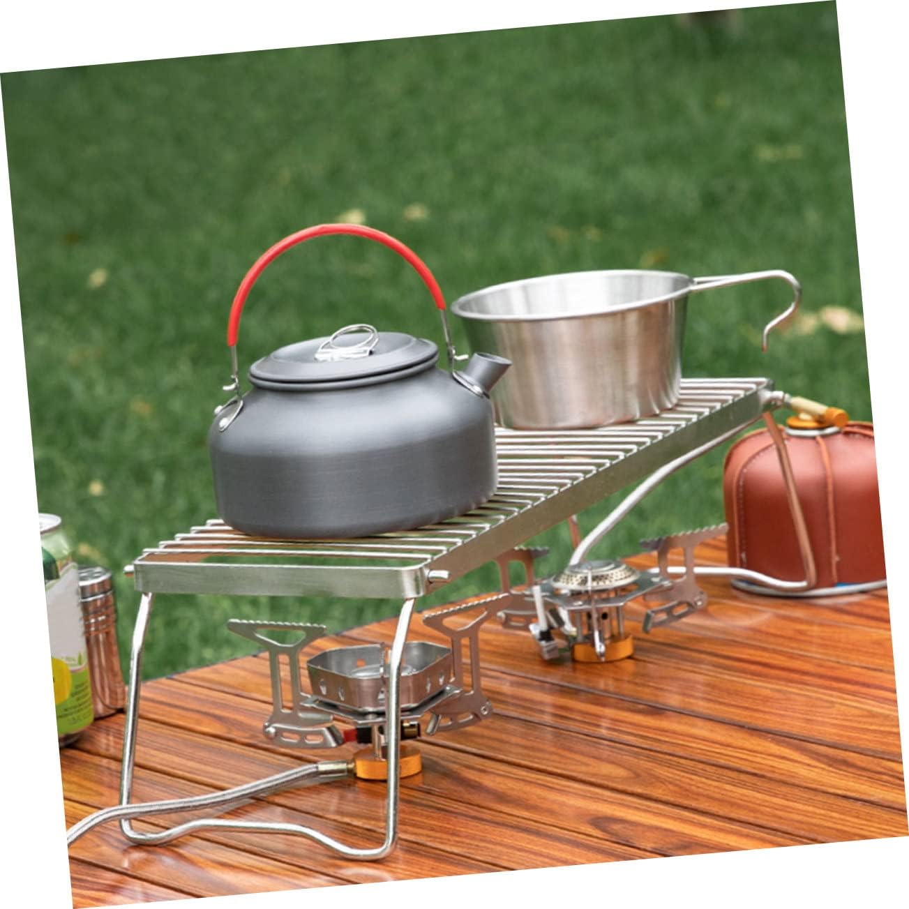 Outdoor Portable Folding Grill Rack Stainless Steel Grate for Camping Barbecue Heavy Duty Outdoor Furnace Head Frame Storage for Backyard Grilling