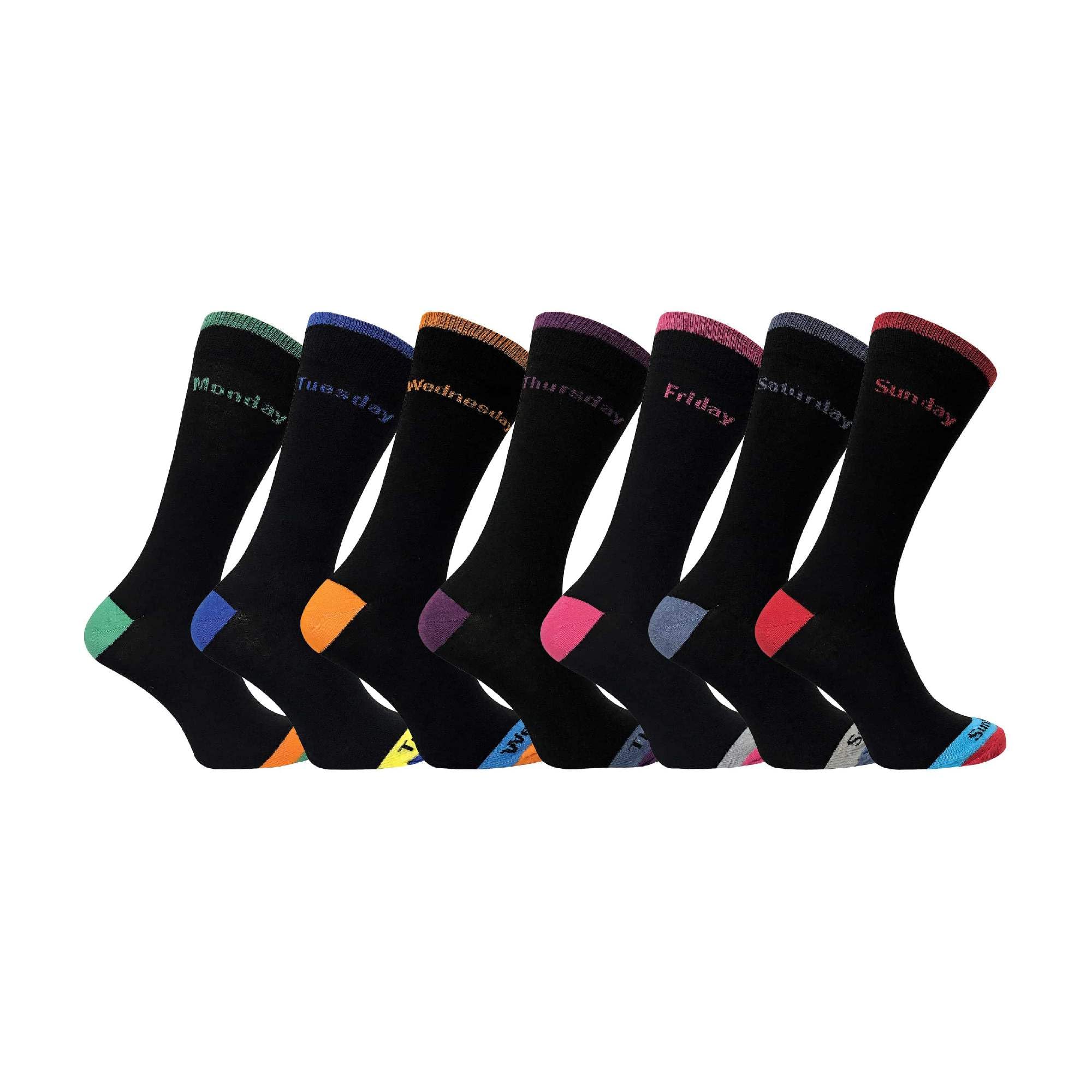 Sock Snob Men's 7 Pack Days Of The Week Novelty Cotton Socks Size 6-11 Black