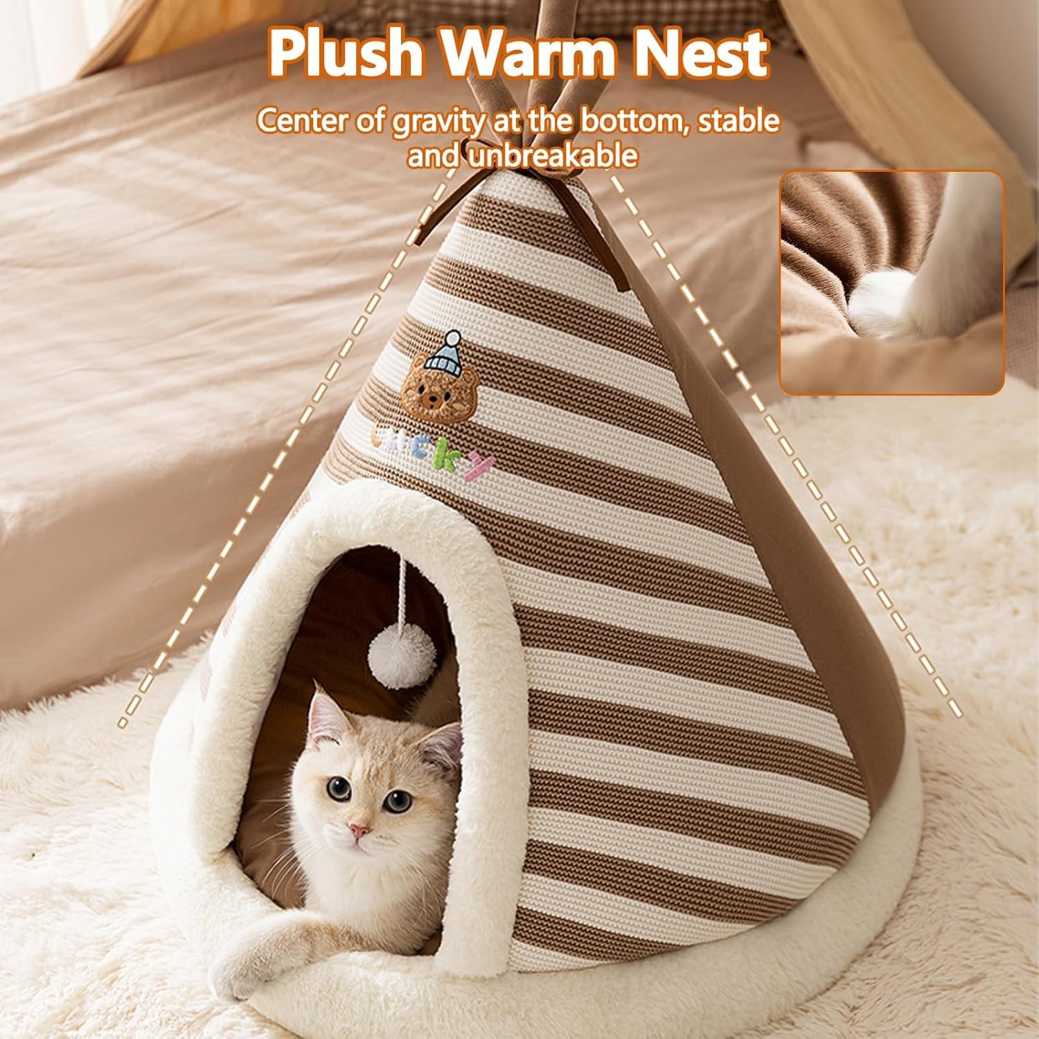 Cuccia for Cani, Lavabile in Peluche for Gatti, da Interno, Calda E Accogliente(A,Medium)