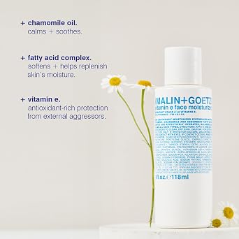 MALIN+GOETZ Vitamin E Face Moisturizer | Lightweight Hydrating Daily Face Cream Balancing All Skin Types | Fragrance-Free, Vegan | 4 Fl Oz & 8.5 Fl Oz