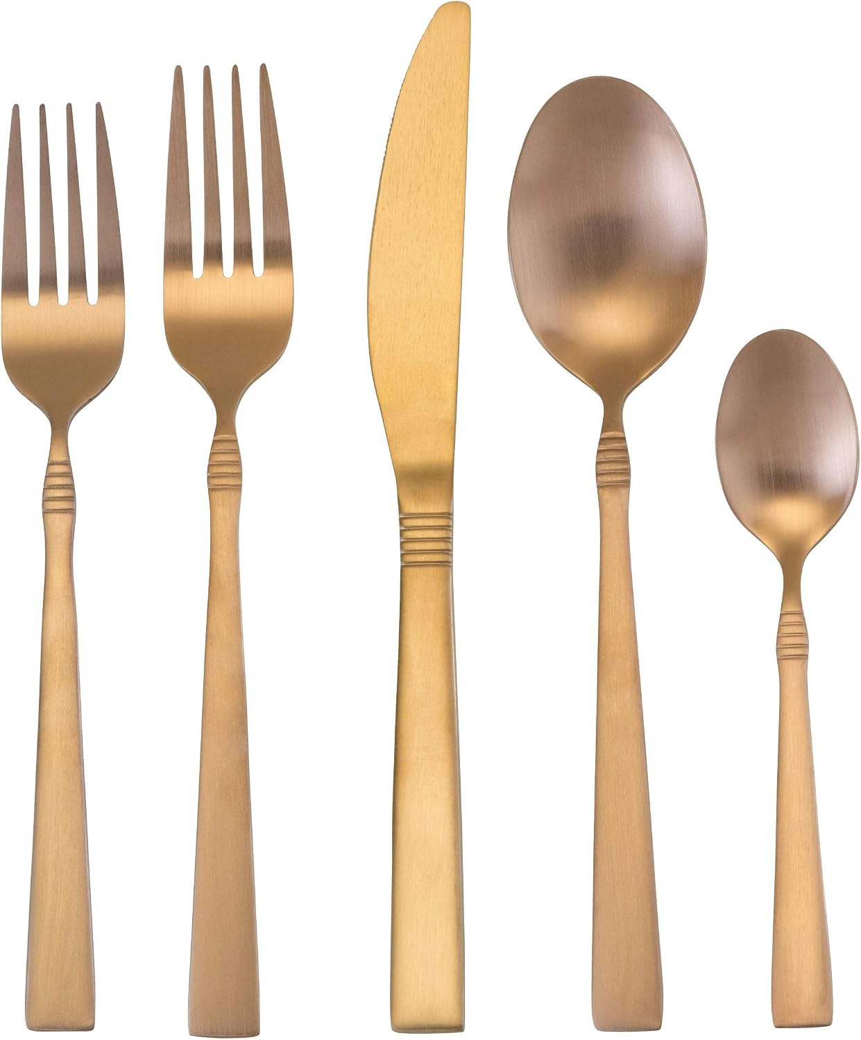 MegaChef Cravat 20 Piece Flatware Utensil Set, Stainless Steel Silverware Metal Service for 4 in Matte Rose