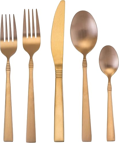 Miniatura 2 de MegaChef Cravat - Juego de cubiertos de 20 piezas, cubiertos de acero inoxidable para 4 pulgadas, color rosa mate