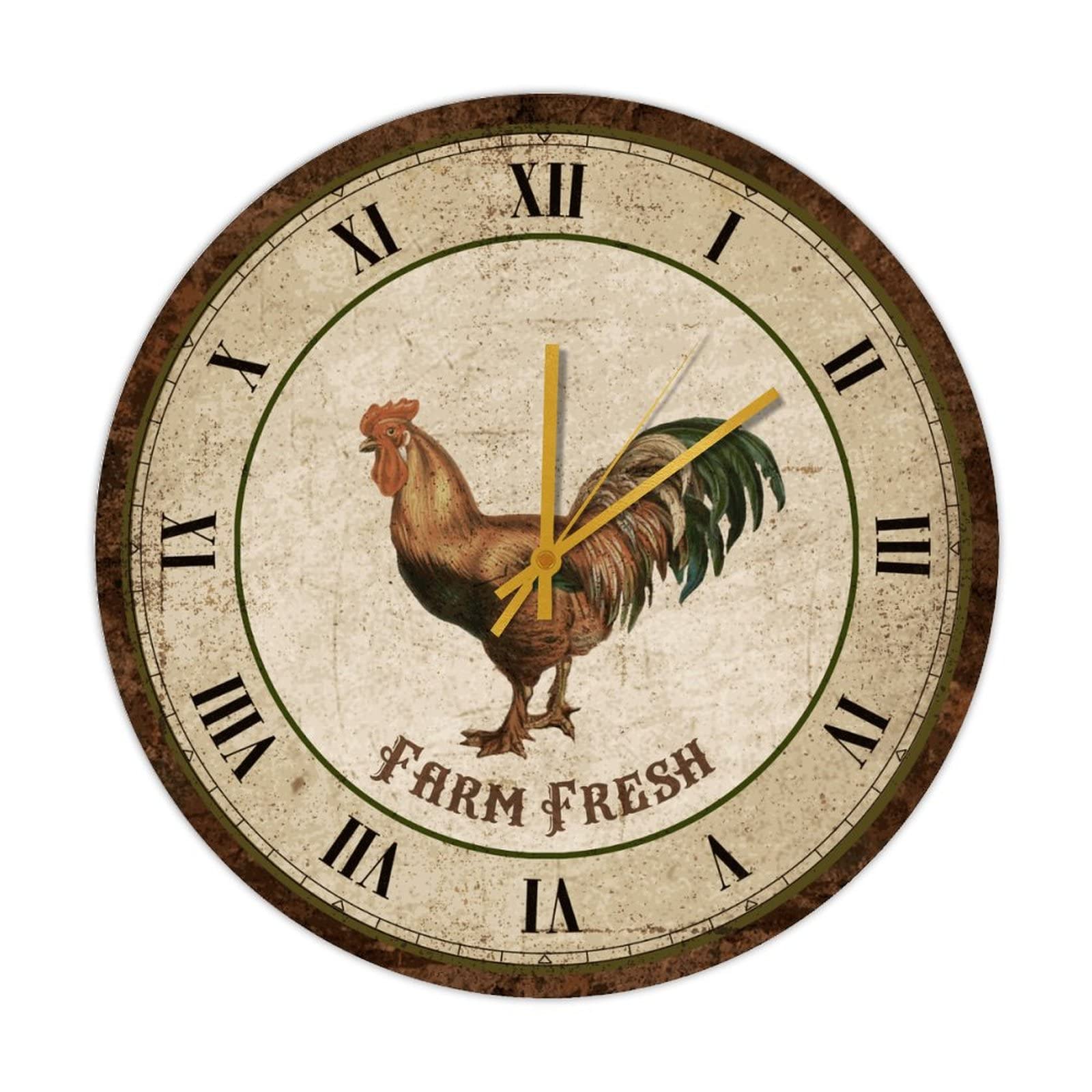 Horloge murale en bois cadeau vintage idéal pour passionnés de coqs