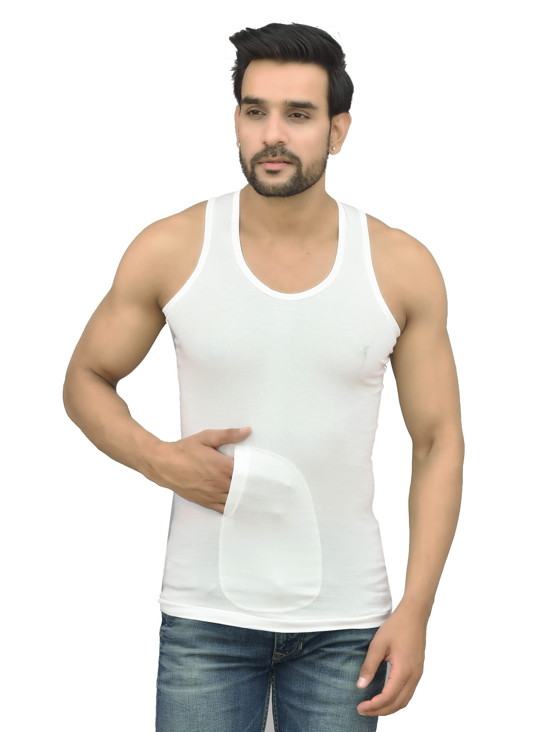 underloop MUSTT WHITE INTERLOCK POCKET VEST for MEN and BOYS PACK of 1-picture-18