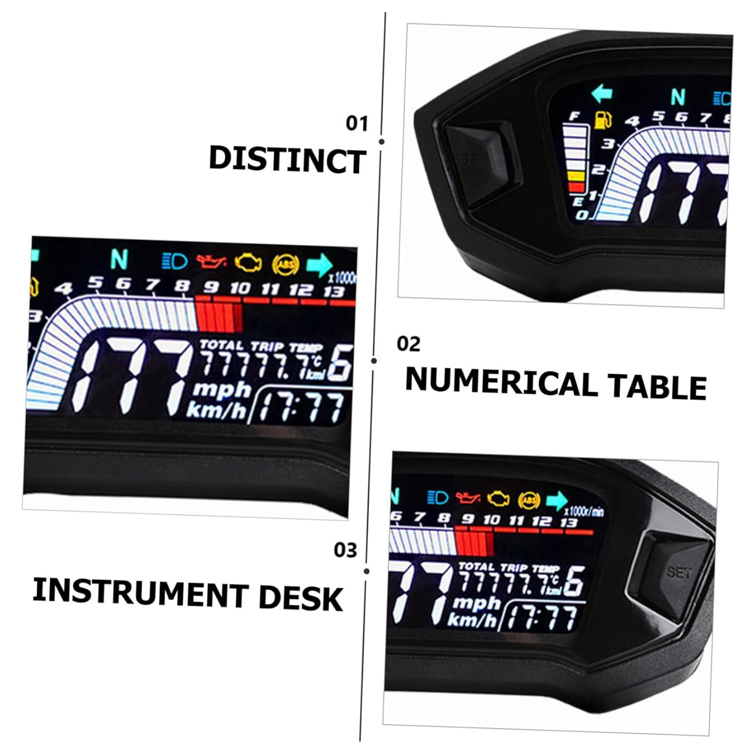 PRETYZOOM Motorcycle LCD Speedometer Tachometer Gear Indicator Material Multi-Function Display for Motorcycle Models