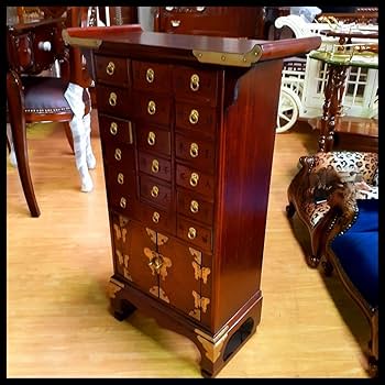 美品 李朝家具 韓国家具 薬箪笥 薬箱 小物入 引き出し 木製 真鍮蝶番 文具入 Amazon.co.jp: 輸入家具 李朝家具 韓国伝統工芸 李朝けやき 『薬