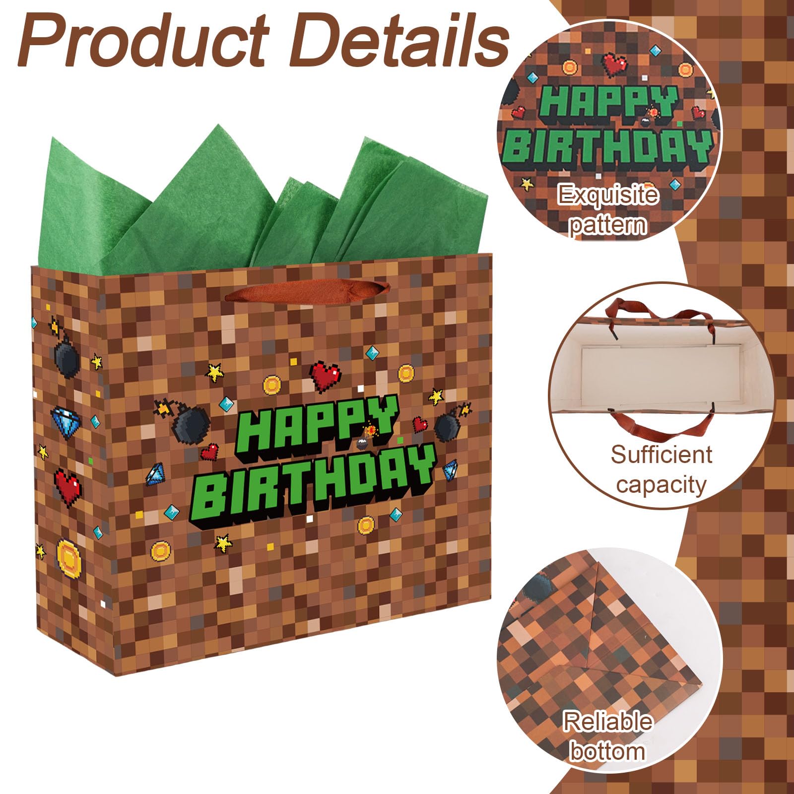 6 Bedankt Tropisch Ivoor Kartonnen Goodie Bags Met Vergulding 11 X 10 X 7 Cm 327773 2