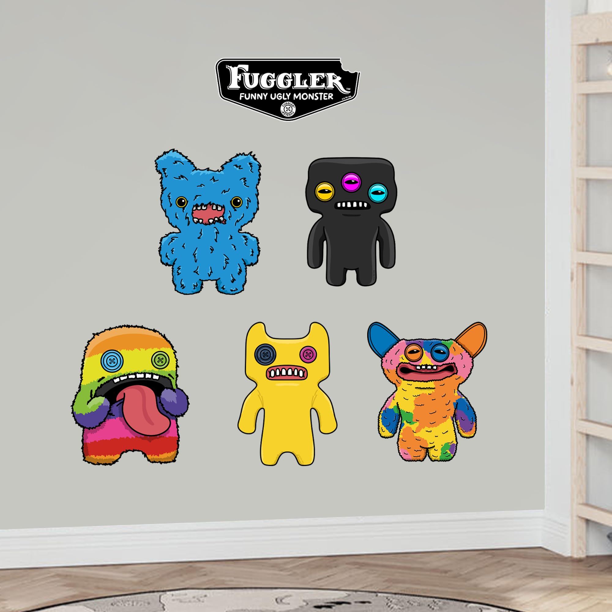Fuggler Wall Sticker - 5 Fuggler Set Decal Wall Art (60cm Width x 30cm Height)