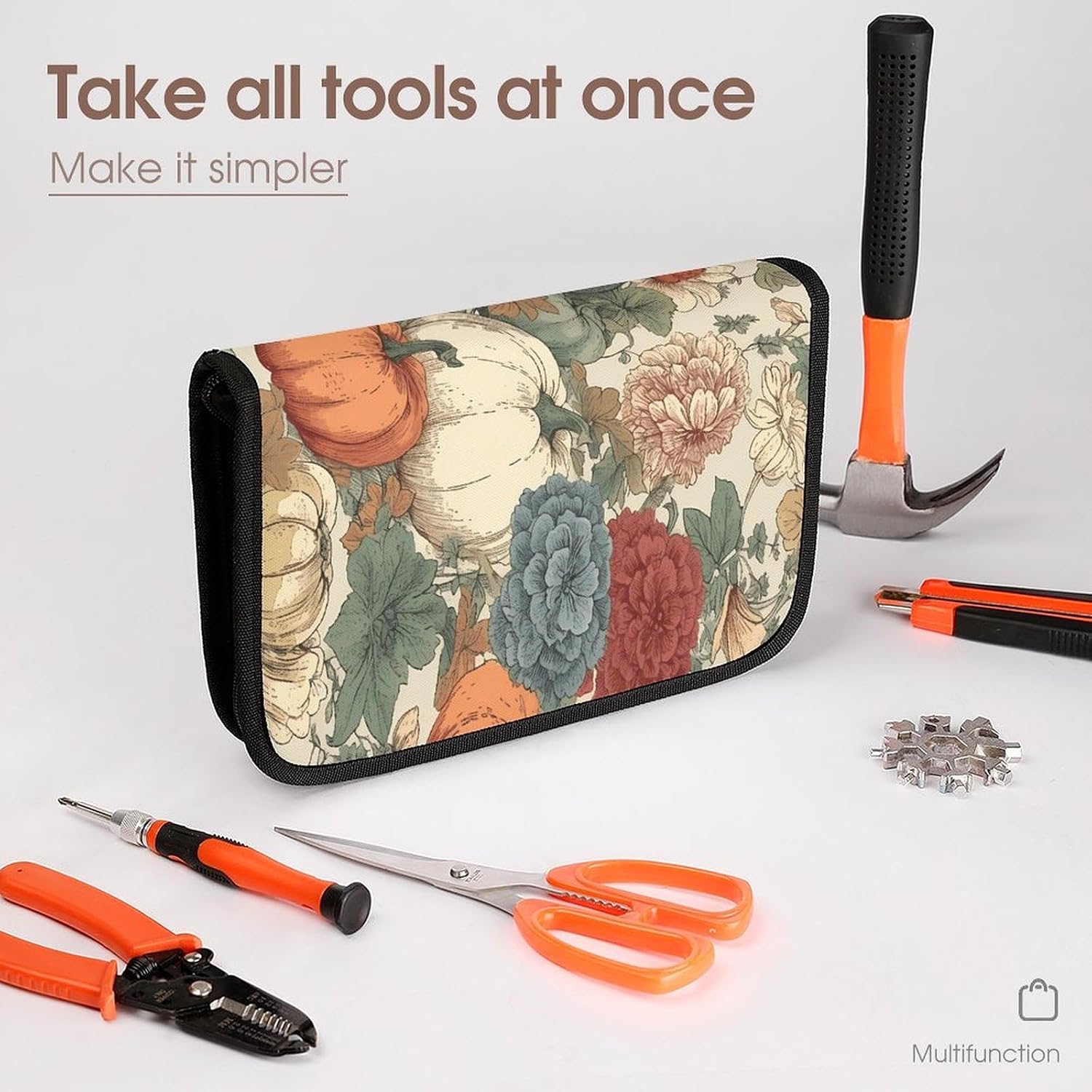 Drawn Autumn Pumpkin Tool Bag Organizer Bag Zipper Pouches image 3