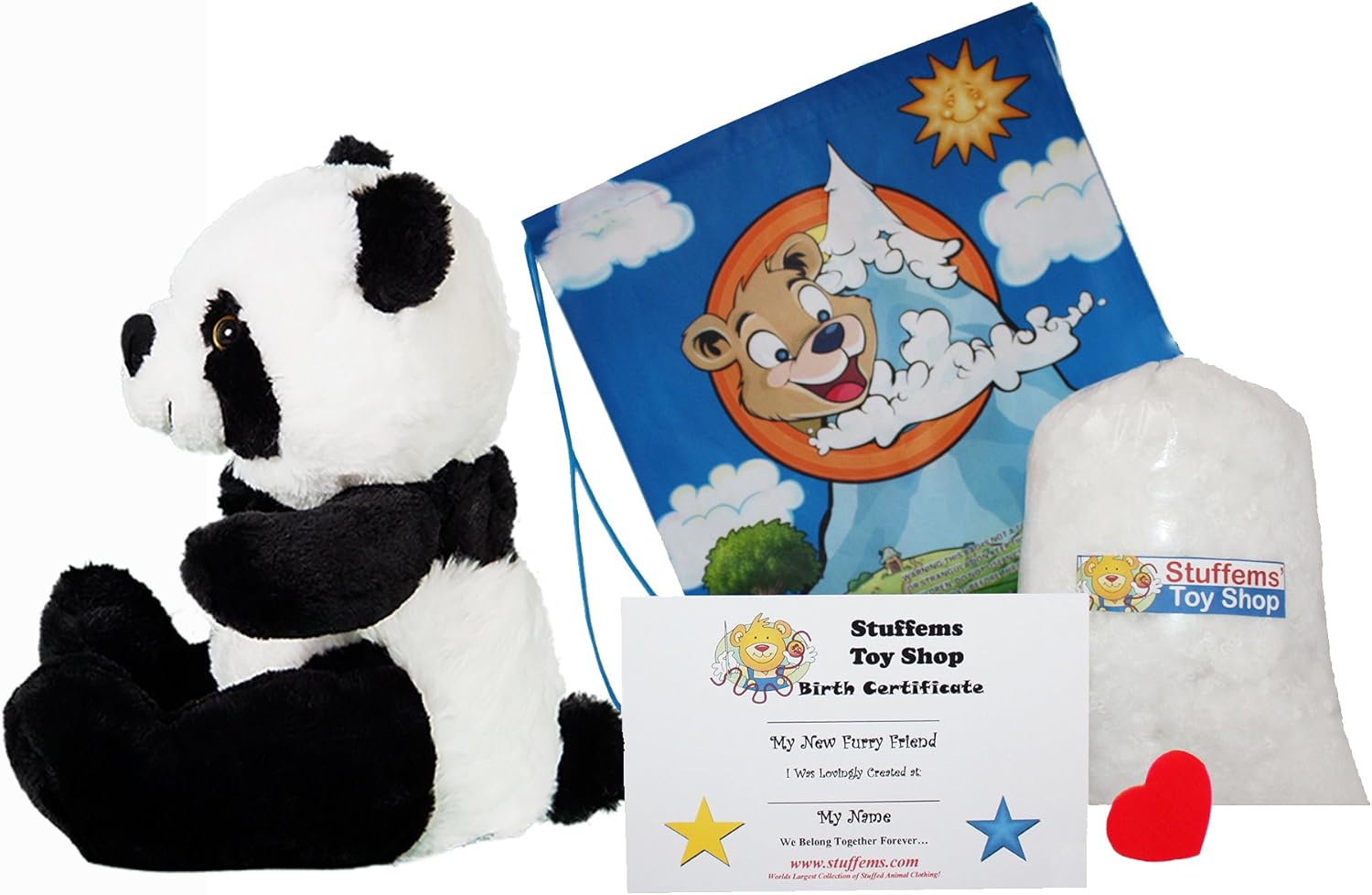 Make Your Own Stuffed Animal 16" PanPan The Panda - No Sew - Kit with Cute Backpack!