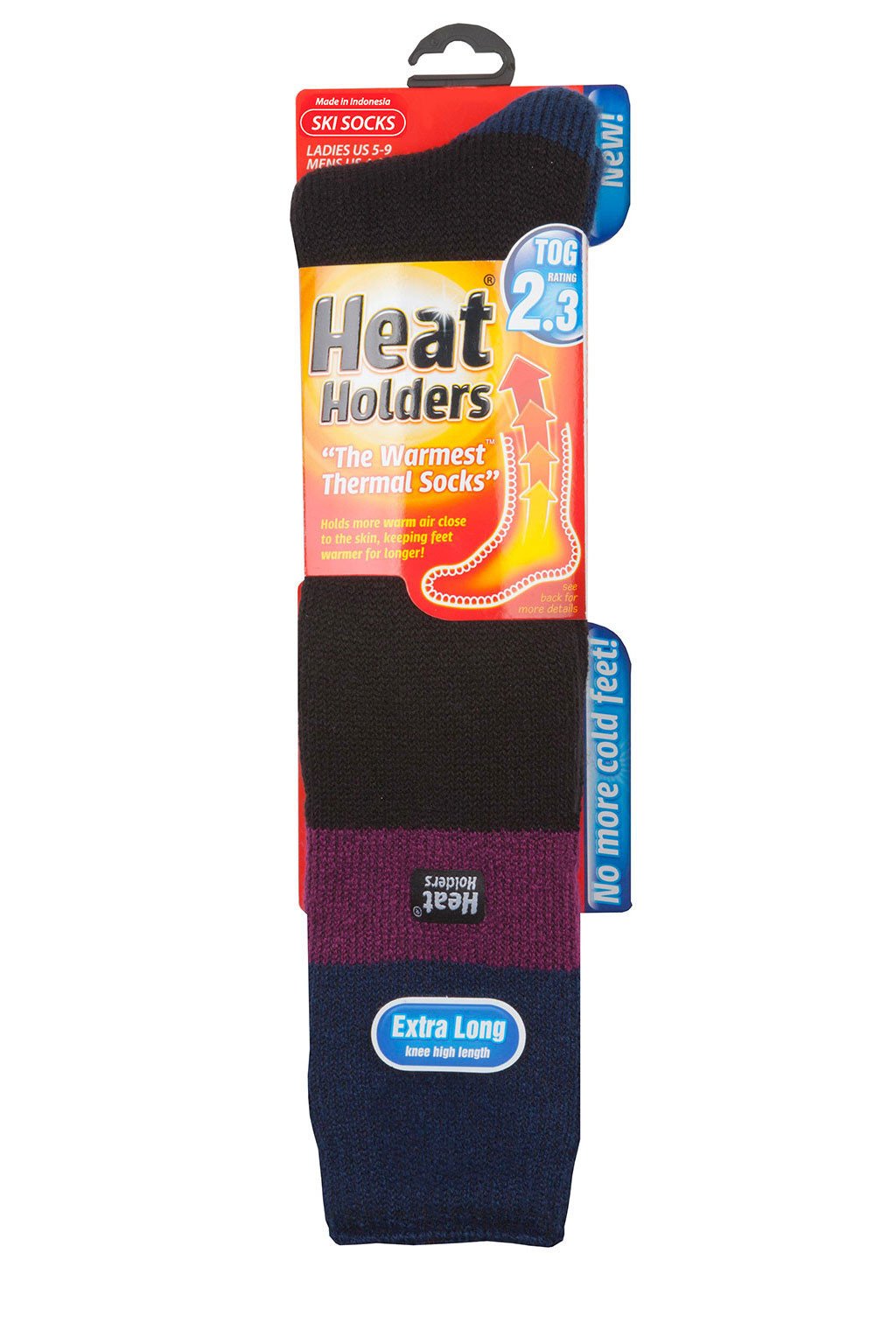 Heat Holders women's No1 Thermal Socks Long Ski Black/Fuchsia 5-9 Us