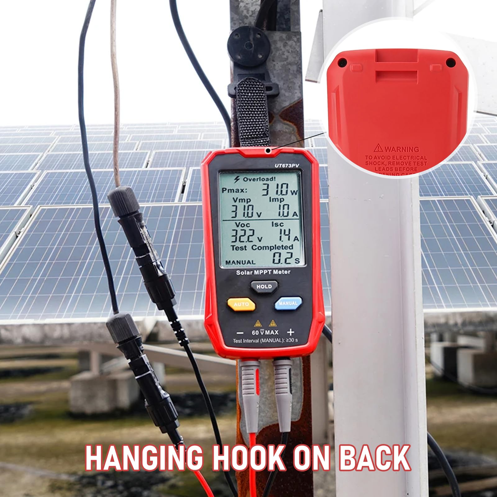 UT673PV Solar Panel Tester, Photovoltaic Multimeter 800W, Solar MPPT Meter with Large Ultra Clear LCD, Smart MPPT Open Circuit Voltage Troubleshooting, Data Test for Photovoltaic Modules — Amazon image 5