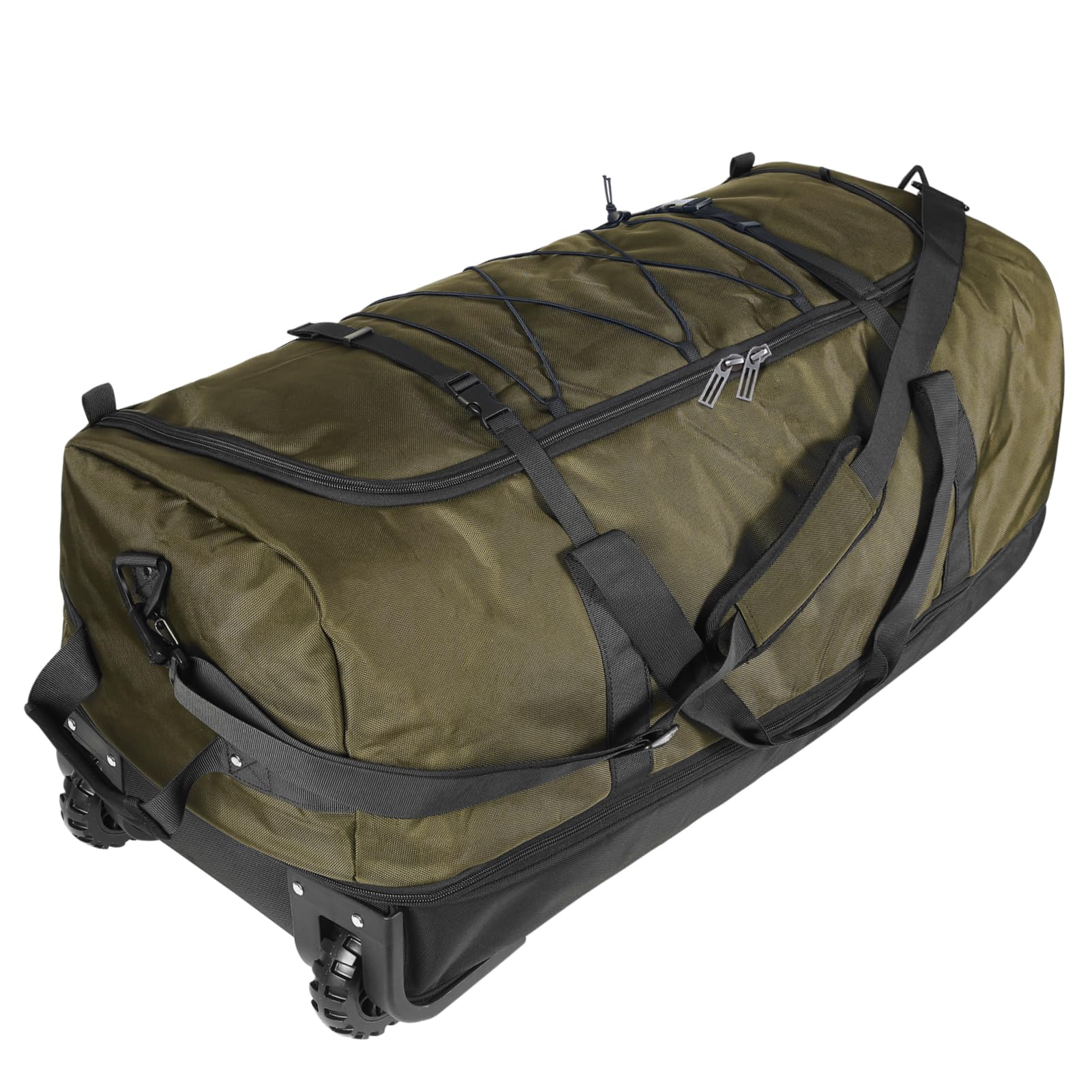 Bagenerous 110L/140L Expandable Soft-Sided Foldable Duffle Bag with 2 Rubber Wheels,Packable 32” Rolling Carry-On with Multi-Pockets & Compartments,