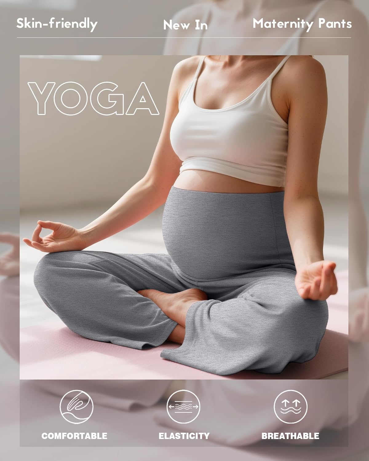 3 Pack Women's Maternity Pants Loose Wide Leg Pregnancy Sweatpants Over The Belly Lounge Pants Pajama with Pockets - Image 3