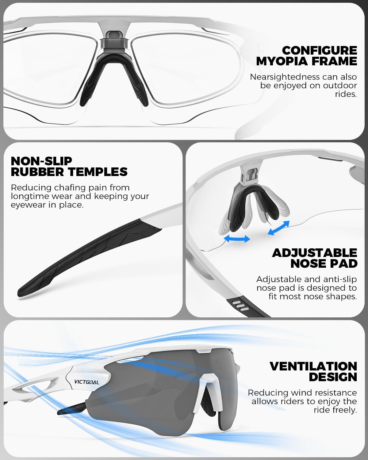 VICTGOAL Cycling Glasses Photochromic Sunglasses for Men Women TR90 Frame Glasses with UV Protection Bike Glasses for Cycling - Image 5