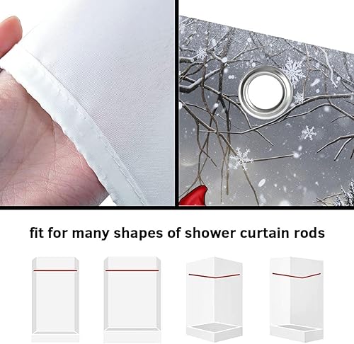 Miniatura 8 de Cortina de ducha de Navidad de granja, camión de Navidad rojo granja, árbol de Navidad, lindo gnomo, bosque de invierno, decoración de baño, tela