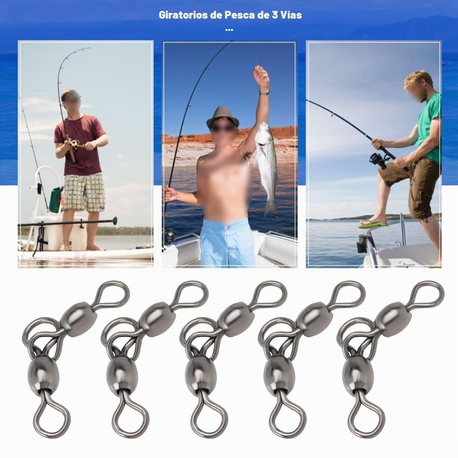50 Piezas de Eslabones Giratorios de Latón de Tres Vías para Pesca 2#*3#-6#*7# Eslabones Giratorios en Forma de T para Pesca de Bagre Pesca de Surf Pesca A La Deriva Color Negro Carbón