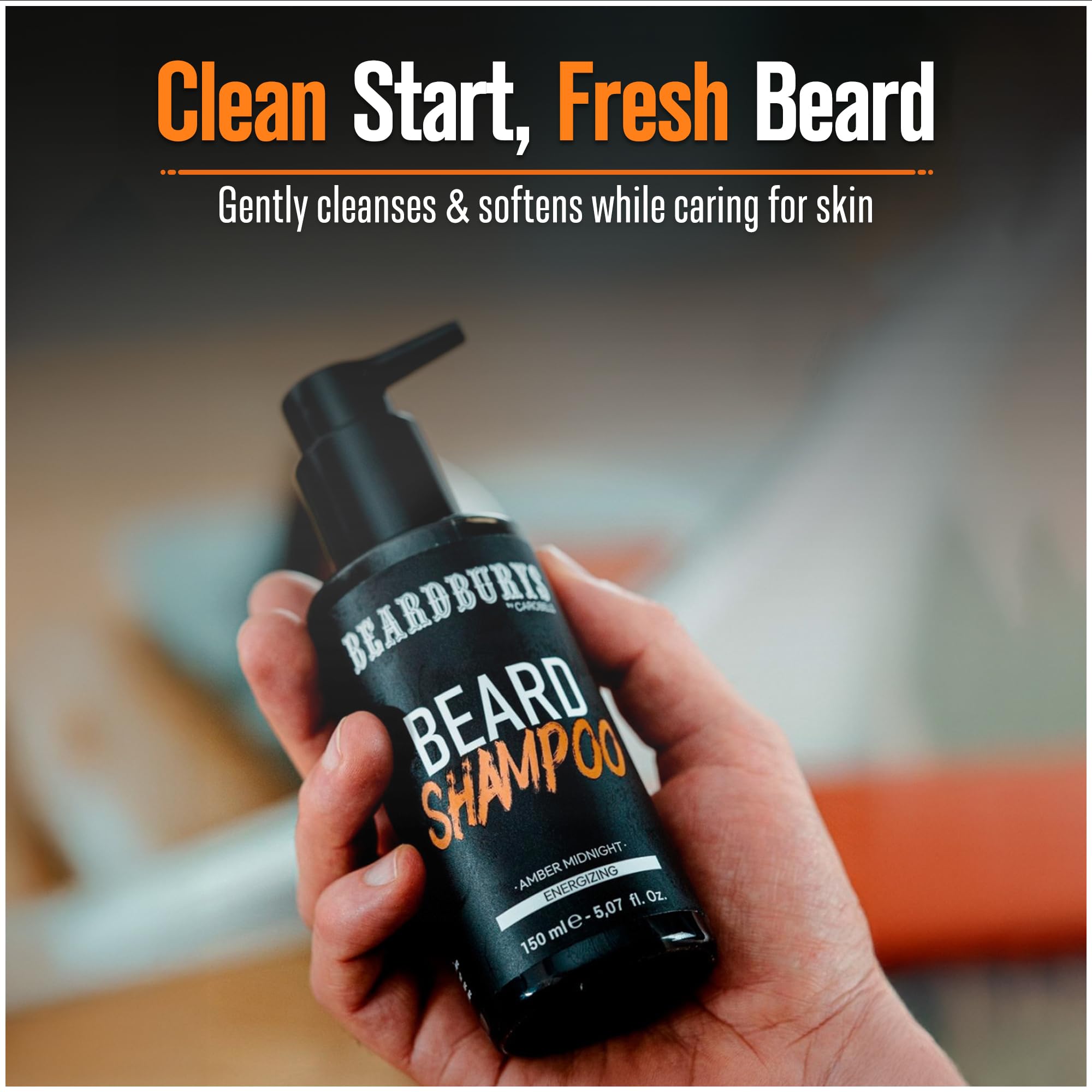 Beardburys Beard Grooming Kit for Men, Shampoo, Oil and Cream Care Set Gift | Beard care set with beard shampoo, beard oil and beard cream. Hydrating and nourishing with amber midnight fragrance.