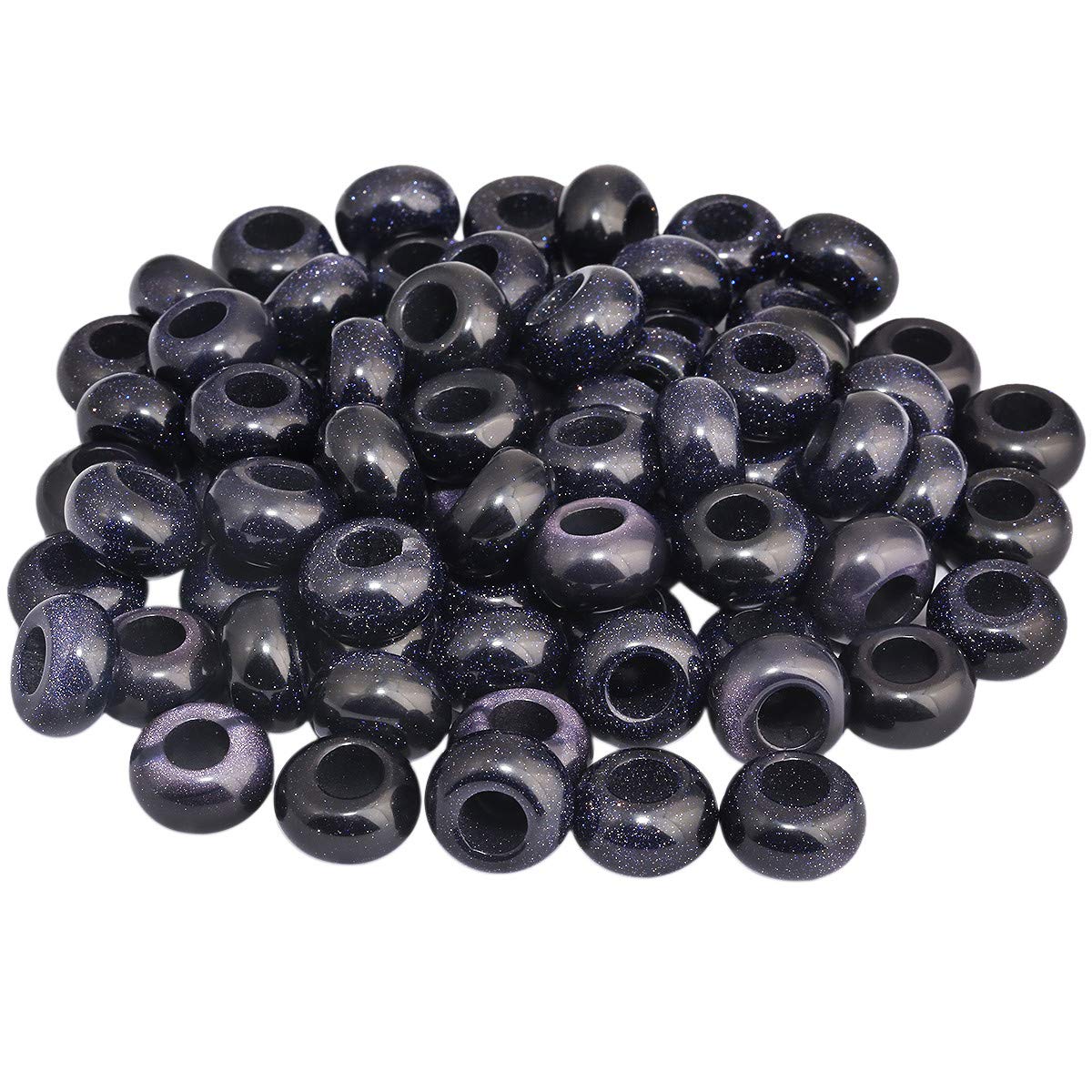 Cuentas sueltas de ágata india con agujero grande para hacer joyas, cuentas de piedras preciosas para pulsera europea, paquete de 20 [04-piedra de arena azul]