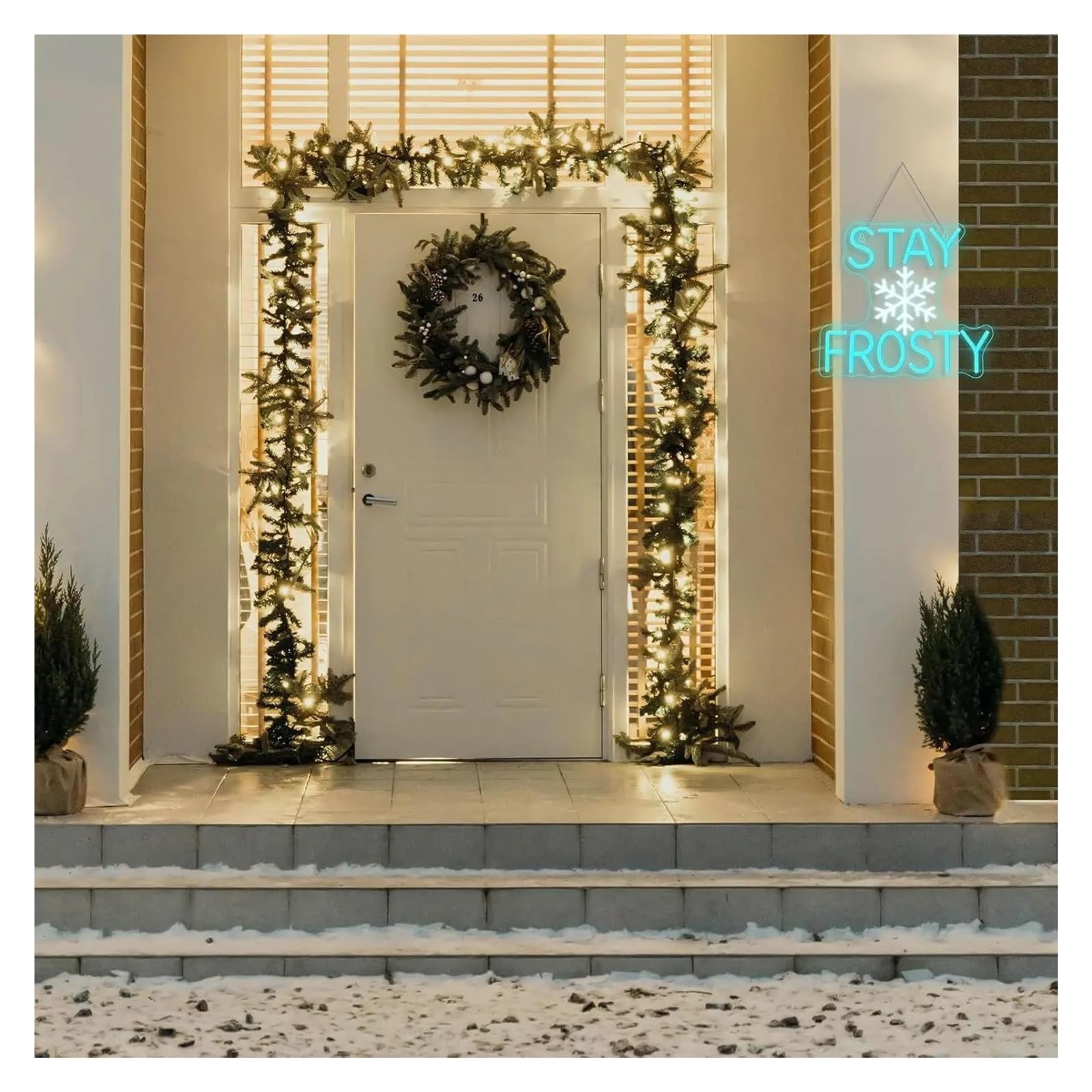 Wiszące neony artystyczne Neon Stay Frosty Śnieżynka Światło LED USB Ściemnialna Do Baru Śnieżnego Impreza Sypialnia Domek Prezentacja Dekoracja Urodzinowa 35cmx32cm