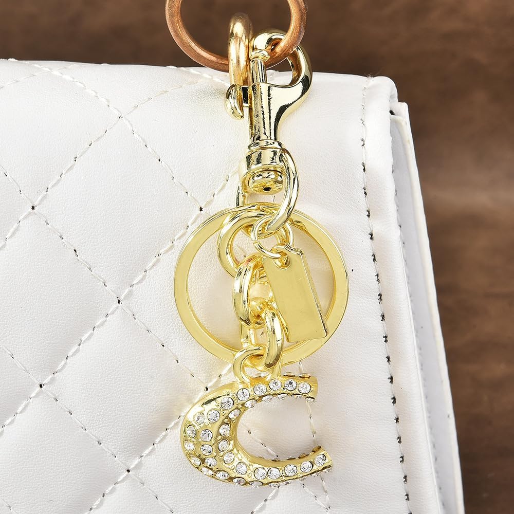WANSENAMZ Cute Bag Charms,Handbag Charms for Purses,Sparkling Metal Letter Keychain,Bag Accessories for Women - Image 2