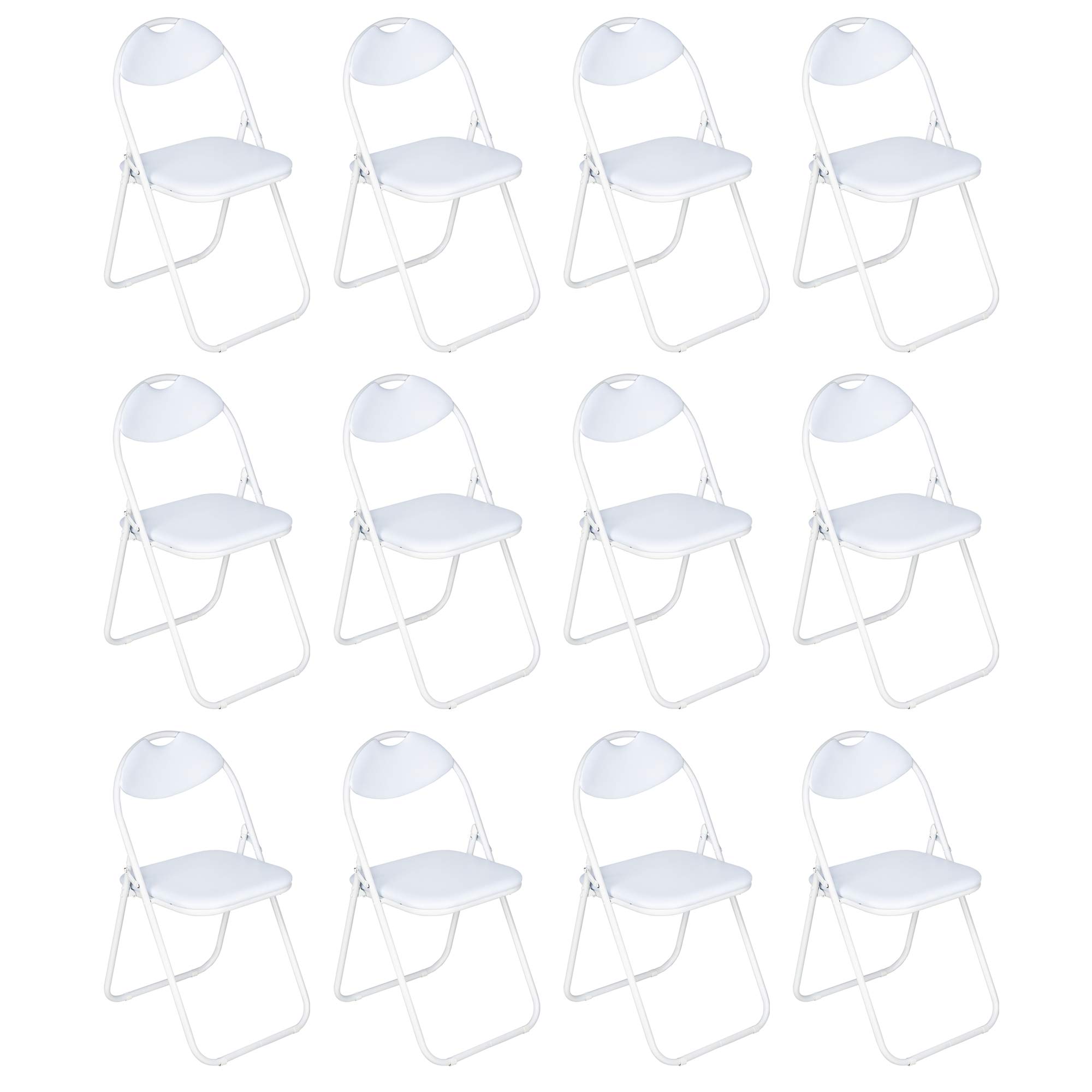Nyxi Set of 12 X Folding Chair Padded Paris Faux Leather Chair Home Office Dining (12 X Chairs, White) โ image 1