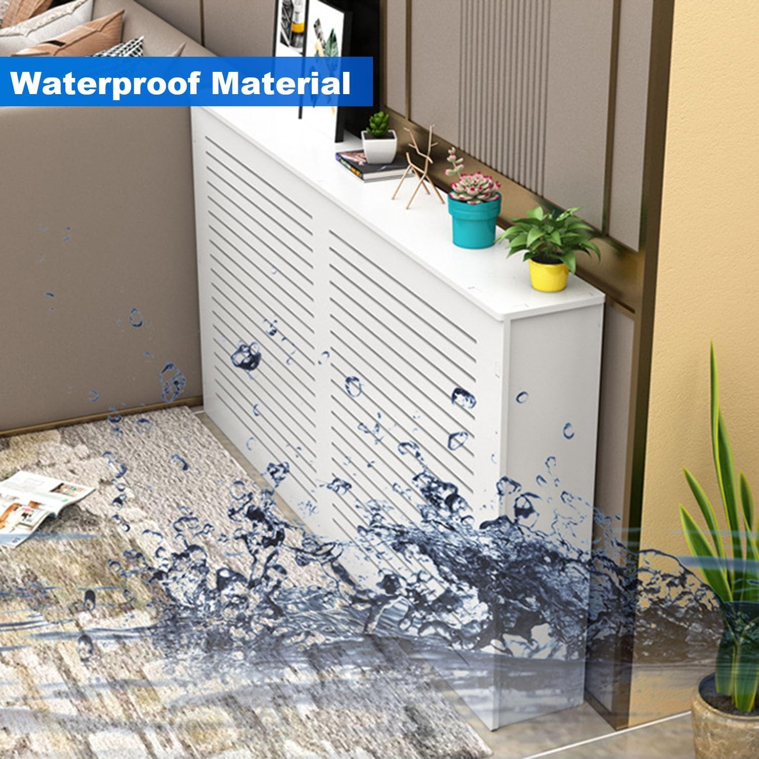 Wood Radiator Covers for Home Heating Cabinet Shelf for Living Room Bedroom Hallway, Heating Decorative Hide Cluttered Pipes(28x28x10in/70x70x25cm)