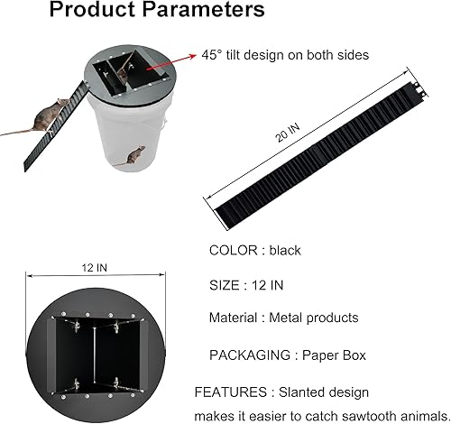 Miniatura 4 de Trampa para ratones con tapa de cubo de metal de 5 galones, diseño de inclinación de 45 que hace más fácil capturar, material de metal resistente,